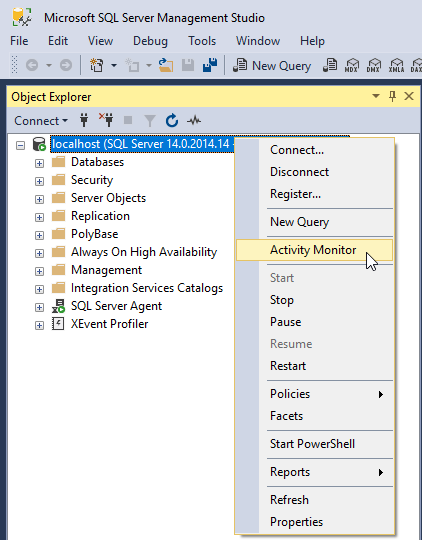 Using SQL Server Activity Monitor