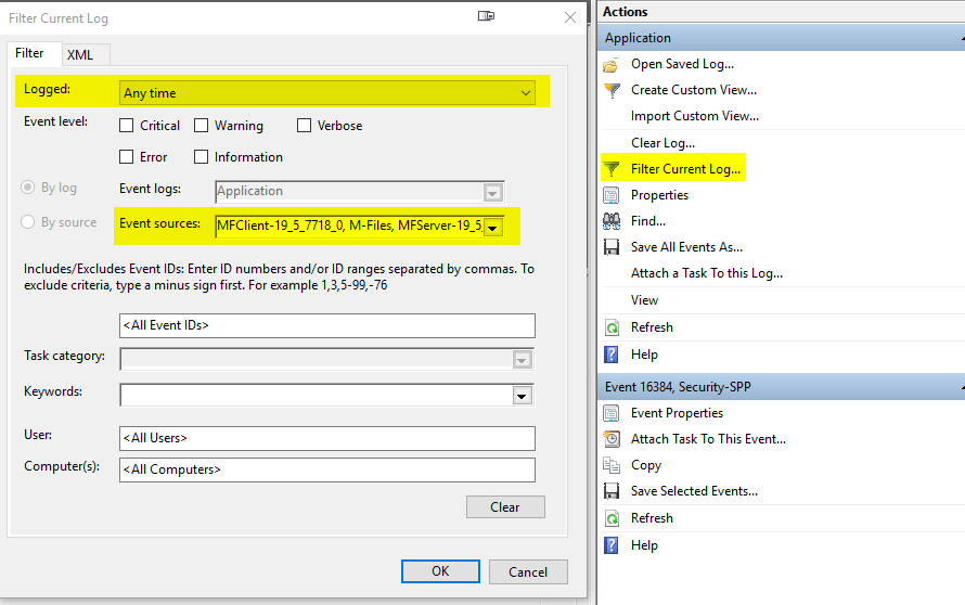 Gathering Windows Event logs