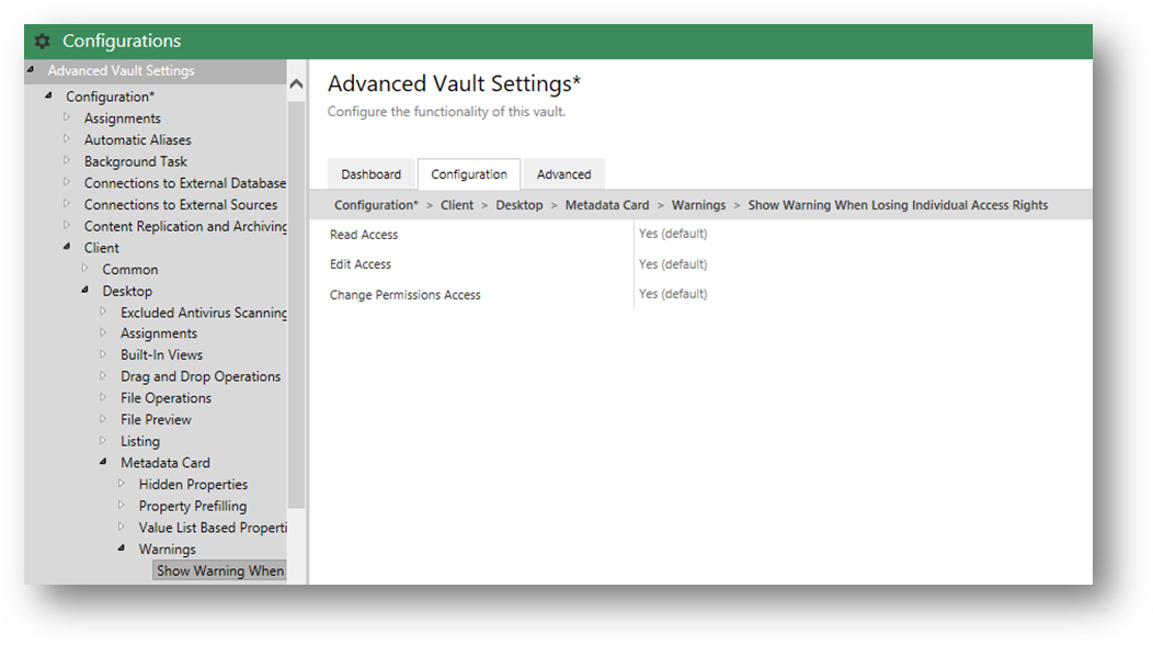Hiding warning messages when user loses permissions for an object