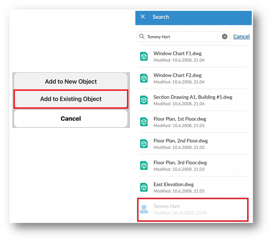Object is greyed out when trying to add file for existing object via MFiles mobile