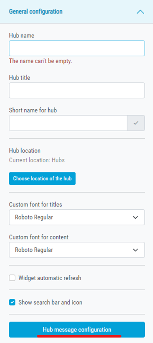 How to set up a hub message in Hubshare